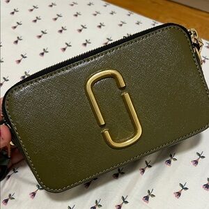 Marc Jacobs Khaki Green Crossbody with Gold Accents